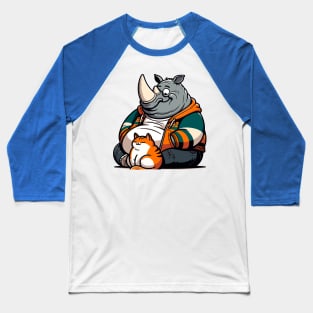 Rhino petting cat Baseball T-Shirt